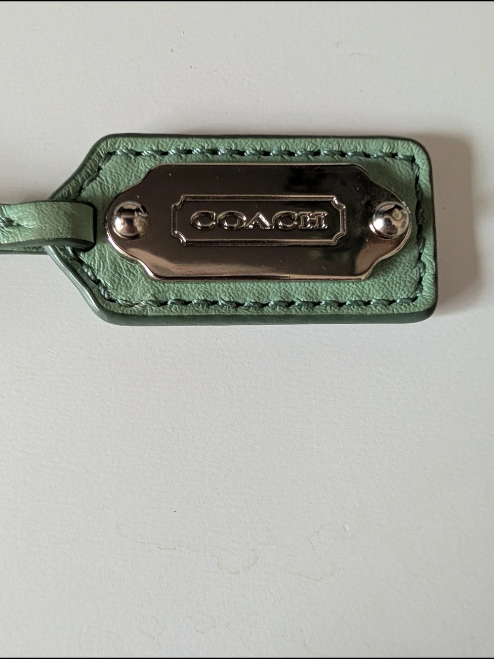 Coach Vintage Y2K Soho 2” Leather Mint Green Hangtag with Silver Plaque